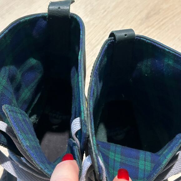 Dr. Martens Aimilie Triumph Size 9 Plaid Fold Over Calf High Combat Boots - Picture 7 of 9